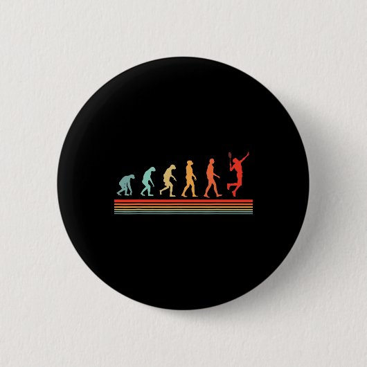 Retro  Badminton Player Evolution Ronde Button 5,7 Cm (Voorkant)