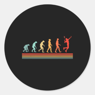 Retro Badminton Player Evolution Ronde Sticker