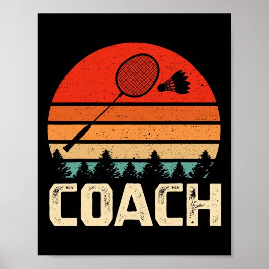 Retro Badminton Racket Shuttle Badminton Coach GIF Poster (Voorkant)