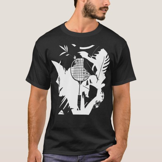 Retro Badminton Racket Shuttle Cock Speler T-shirt (Voorkant)
