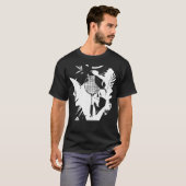 Retro Badminton Racket Shuttle Cock Speler T-shirt (Voorkant volledig)