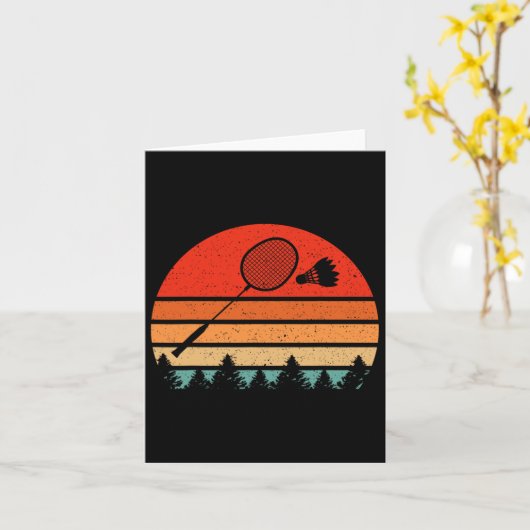 Retro Badminton Racket Shuttle Funny Badminton Pla Kaart (Gele Bloem)