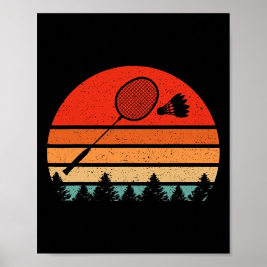 Retro Badminton Racket Shuttle Funny Badminton Pla Poster (Voorkant)