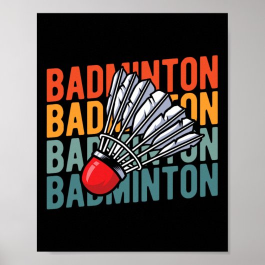 Retro Badminton Racket Team - Speler  Shutt Poster (Voorkant)