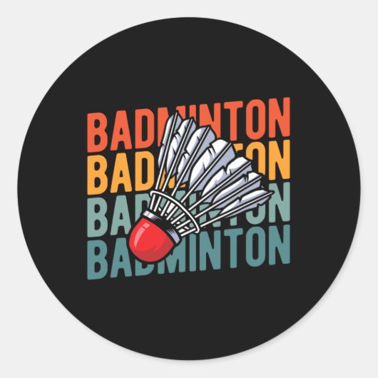 Retro Badminton Racket Team - Speler  Shutt Ronde Sticker (Voorkant)