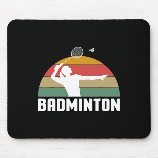 Retro Badminton Shuttle Speler Muismat (Voorkant)