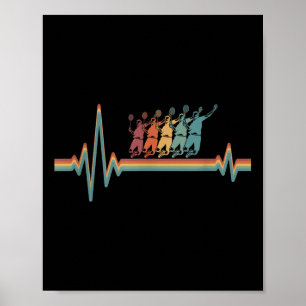 Retro Badminton Shuttle - Speler Vintage Ekg Hart Poster