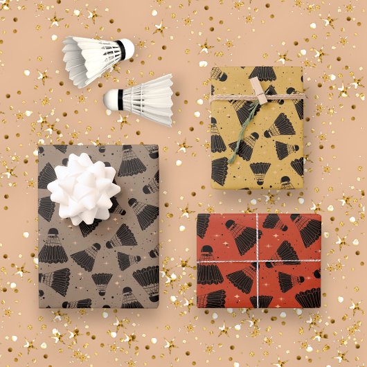 Retro Badminton Shuttlecock patroon Inpakpapier Vel