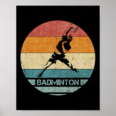  Retro Badminton Speler Silhouette Sunset F Poster (Voorkant)