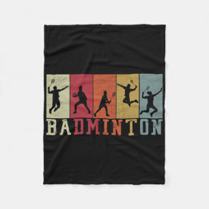 Retro Badminton Speler Silhouetten - Badminton Fleece Deken