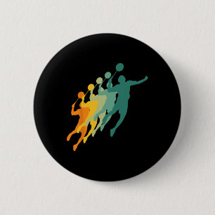 Retro Badminton Spelers Shuttle Sport Racket Coach Ronde Button 5,7 Cm