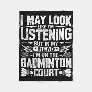 Retro Badminton Spreuk - Ik Lijk Te Luisteren Fleece Deken