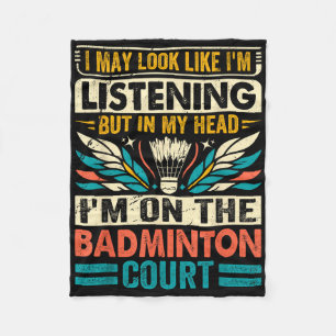 Retro Badminton Spreuk - Ik Lijk Te Luisteren Fleece Deken