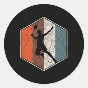Retro Badminton Tennis Player poorten Ronde Sticker
