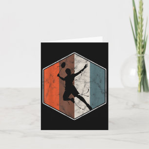 Retro badminton-tennisspeler vintage sport kaart