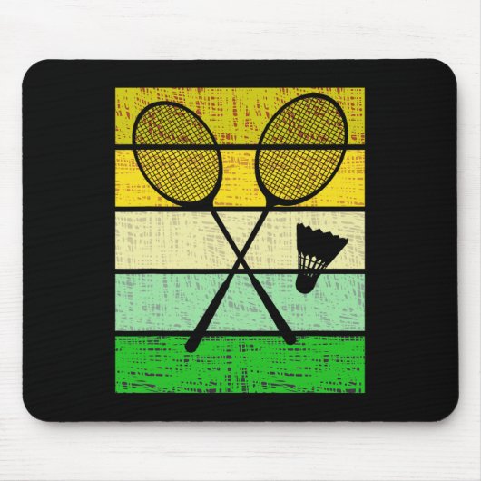 Retro badmintonrackets en pendelbadmintonspel muismat (Voorkant)