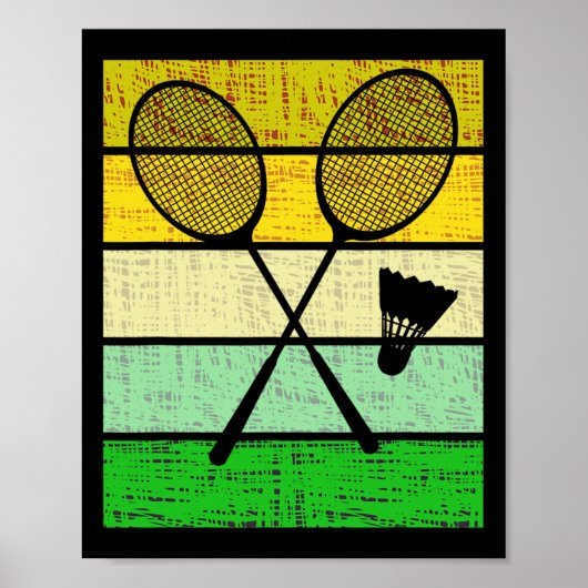 Retro badmintonrackets en pendelbadmintonspel poster (Voorkant)