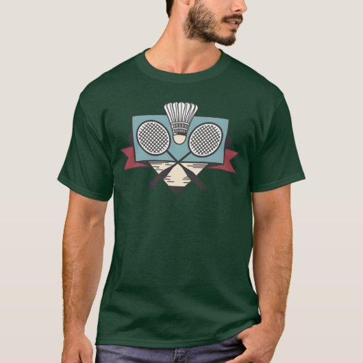 Retro badmintonspel grap t-shirt (Voorkant)