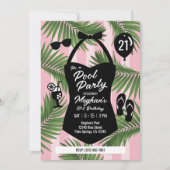 Retro Badpak 21e Verjaardag Zwembad Uitnodigen (Ro Kaart (Voorkant)