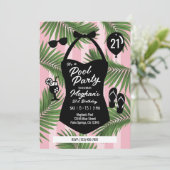 Retro Badpak 21e Verjaardag Zwembad Uitnodigen (Ro Kaart (Staand voorkant)