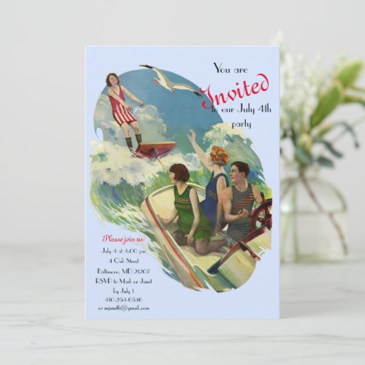 Retro badpak kaart (Staand voorkant)