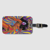 Retro bagagelabel met groovy motief (Voorkant (horizontaal))