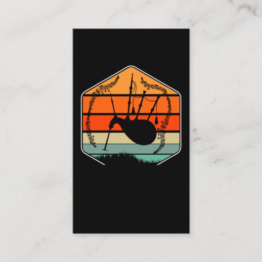 Retro Bagpipe Musical Instrument Bagpiper Visitekaartje (Voorkant)