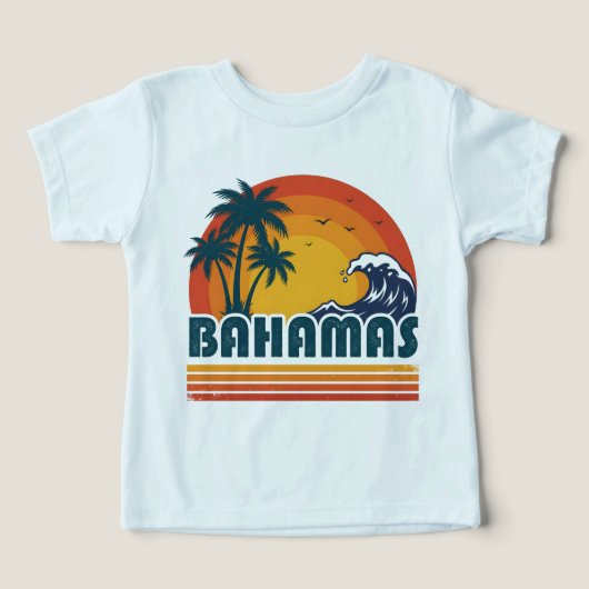 Retro Bahamas Beach Summer Sunset 70s Palm Tree (Design voorkant)