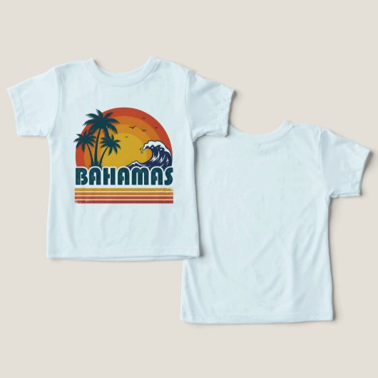 Retro Bahamas Beach Summer Sunset 70s Palm Tree (Ontwerp Voorkant & Achterkant)