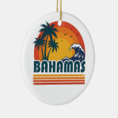Retro Bahamas Beach Summer Sunset 70s Palm Tree Keramisch Ornament (Rechts)
