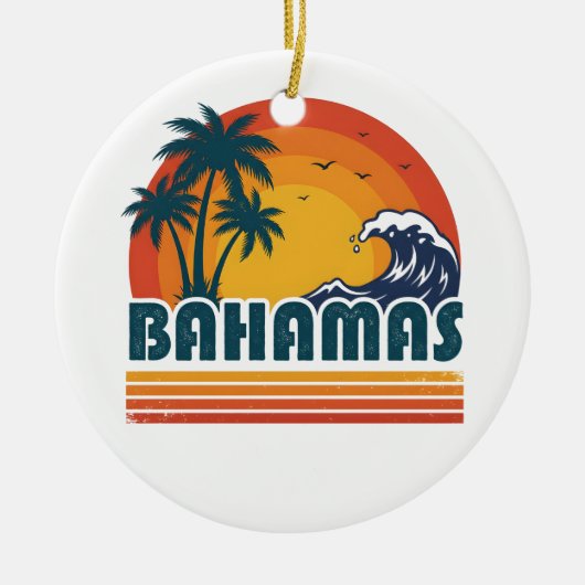 Retro Bahamas Beach Summer Sunset 70s Palm Tree Keramisch Ornament (Voorkant)