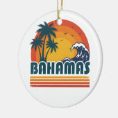 Retro Bahamas Beach Summer Sunset 70s Palm Tree Keramisch Ornament (Links)