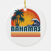 Retro Bahamas Beach Summer Sunset 70s Palm Tree Keramisch Ornament (Achterkant)
