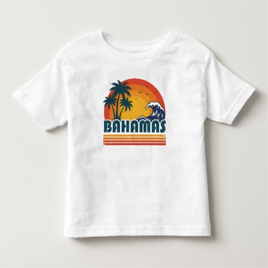 Retro Bahamas Beach Summer Sunset 70s Palm Tree Kinder Shirts (Voorkant)