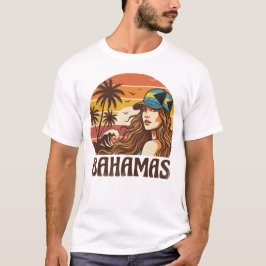 Retro Bahamas Beach Women Summer Vacation Sunset T-shirt
