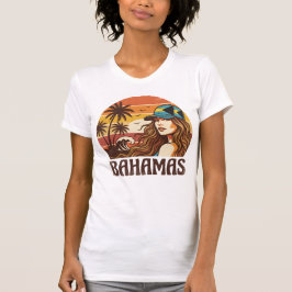 Retro Bahamas Beach Women Summer Vacation Sunset T-shirt