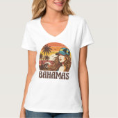 Retro Bahamas Beach Women Summer Vacation Sunset  T-shirt (Voorkant)