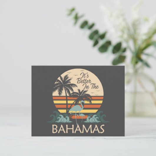 Retro Bahama's Briefkaart Vakantie Cruise (Staand voorkant)