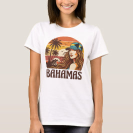 Retro Bahama's Strand Vrouwen Zomer Vakantie Zonso T-shirt
