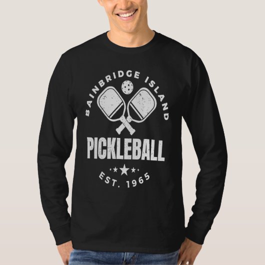 Retro Bainbridge Island Pickleball Established 196 T-shirt (Voorkant)