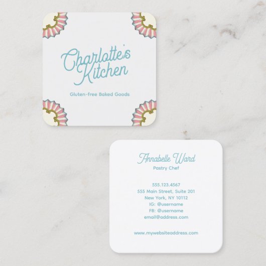 Retro Baker Vierkante Visitekaartje (Voorkant / Achterkant)