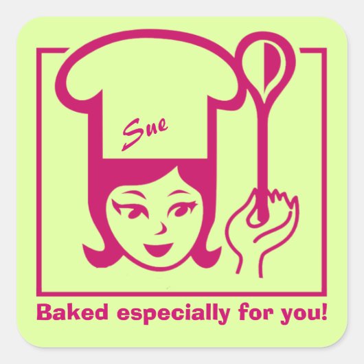 Retro "Bakergirl" stickers voor gebelde goederen (Voorkant)