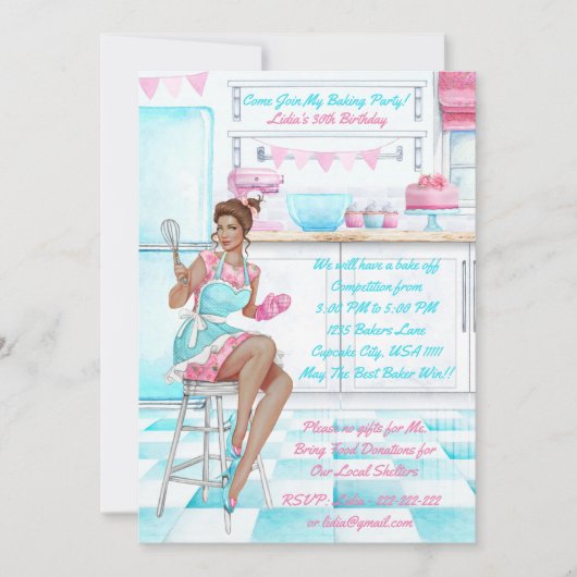 Retro Baking Cook Off Competitie Verjaardagsfeest Kaart (Voorkant)
