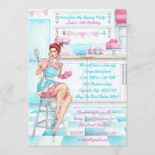Retro Baking Cook Off Competitie Verjaardagsfeest Kaart