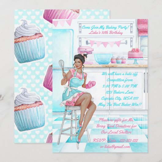 Retro Baking Cook Off Competitie Verjaardagsfeest Kaart (Voorkant / Achterkant)