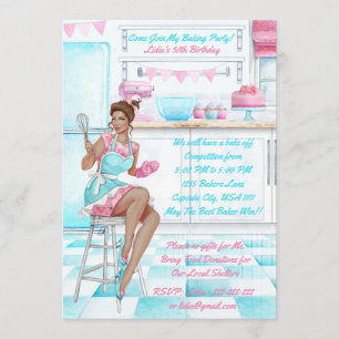 Retro Baking Cook off Competition Party Kaart