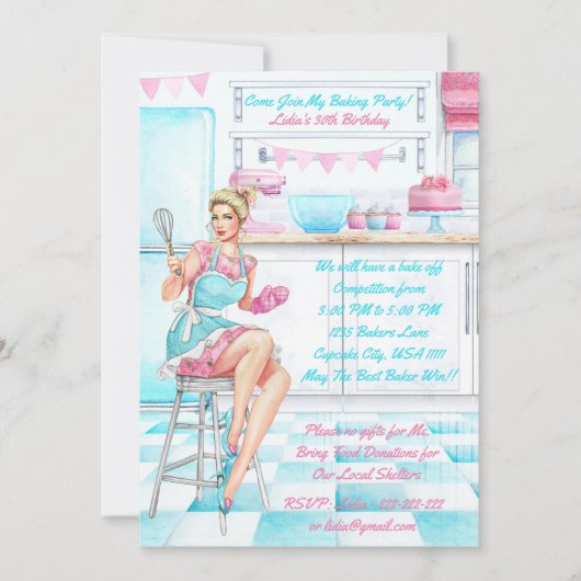 Retro Baking Cook off Competition Party Kaart (Voorkant)