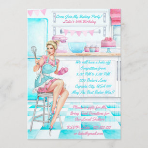 Retro Baking Cook off Competition Party Kaart
