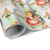 Retro  Baking girl Cadeaupapier (Rol Hoek)