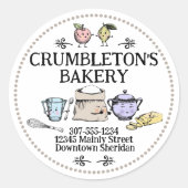 retro baking ingrediënten bakkerij ronde sticker (Voorkant)